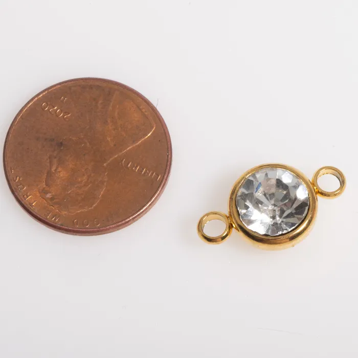 Continental Beads Earrings Permanent Jewelry Gold Connectors with CZ Crystals 10mm available in Silver Gold sold Individually CONN10SS