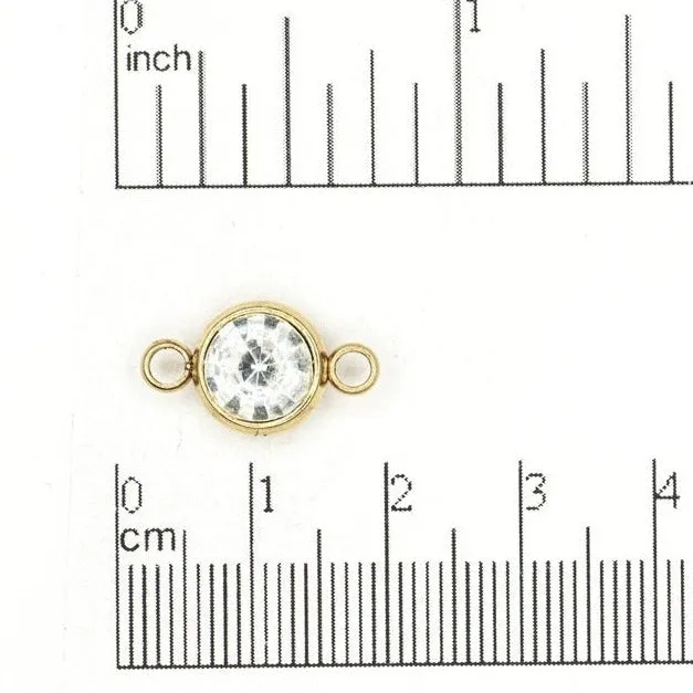 Continental Beads Earrings Permanent Jewelry Gold Connectors with CZ Crystals 10mm available in Silver Gold sold Individually CONN10SS