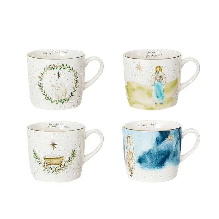 Creative Coop PreStyled Sets Creative Coop 16 oz Stoneware Mug w Gold Electroplating 4 Styles