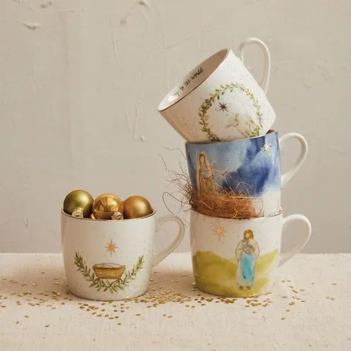 Creative Coop PreStyled Sets Creative Coop 16 oz Stoneware Mug w Gold Electroplating 4 Styles