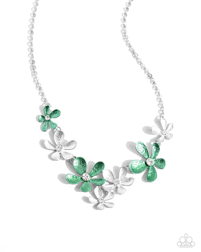 Necklaces A Finishing Touch Paparazzi Reflective Rundown Green Necklace