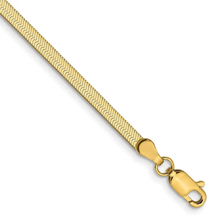 10k 25mm Silky Herringbone Chain Bracelet Qgold Bracelets