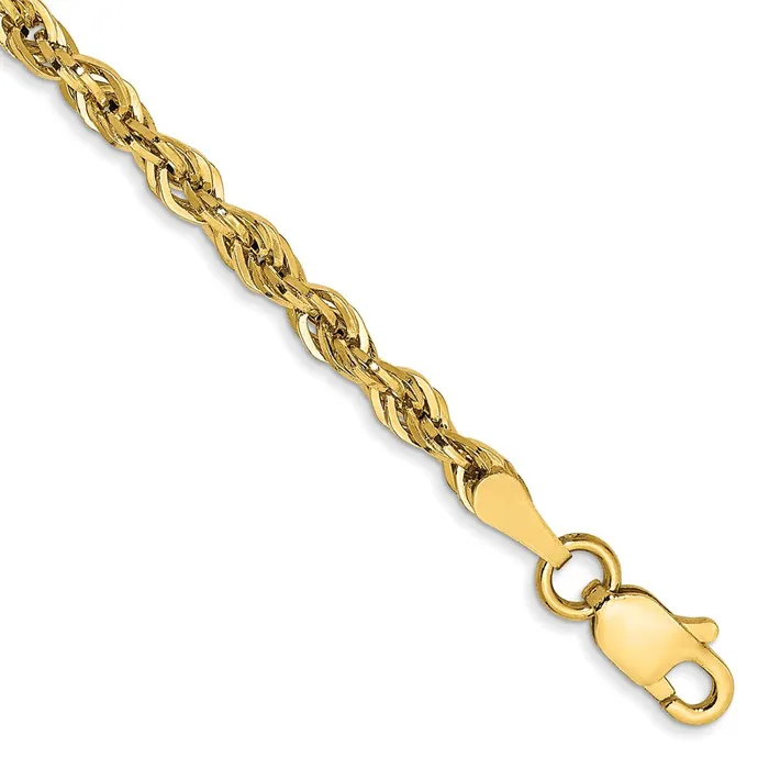 10k Yellow Gold 28 mm SemiSolid Rope Bracelet 127 grams Qgold Bracelets