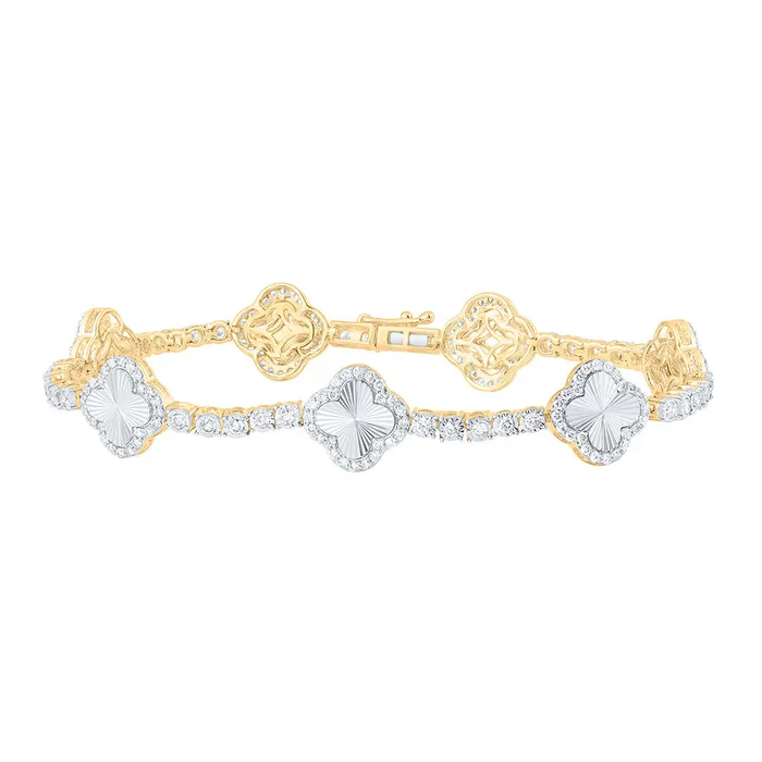 10Kt Gold 1 78CtwDia Nk Fashion Clover Bracelet 725 Inch GND Bracelets 10Kt Gold 1 78CtwDia Nk Fashion Clover Bracelet 725 Inch GND Bracelets