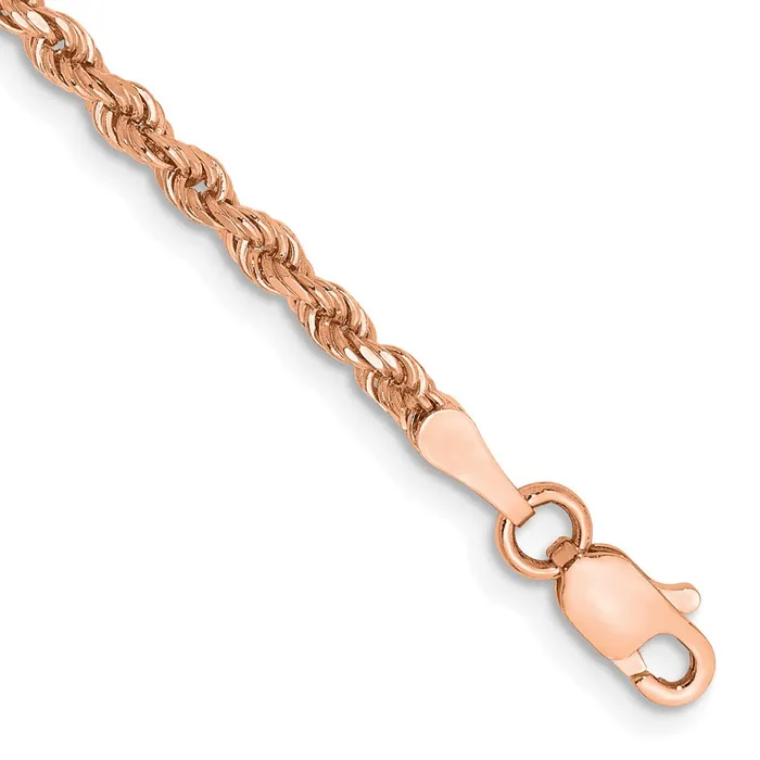 14k Rose Gold 225 mm Diamondcut Rope with Lobster Clasp Bracelet 354 grams Qgold Bracelets 14k Rose Gold 225 mm Diamondcut Rope with Lobster Clasp Bracelet 354 grams Qgold Bracelets