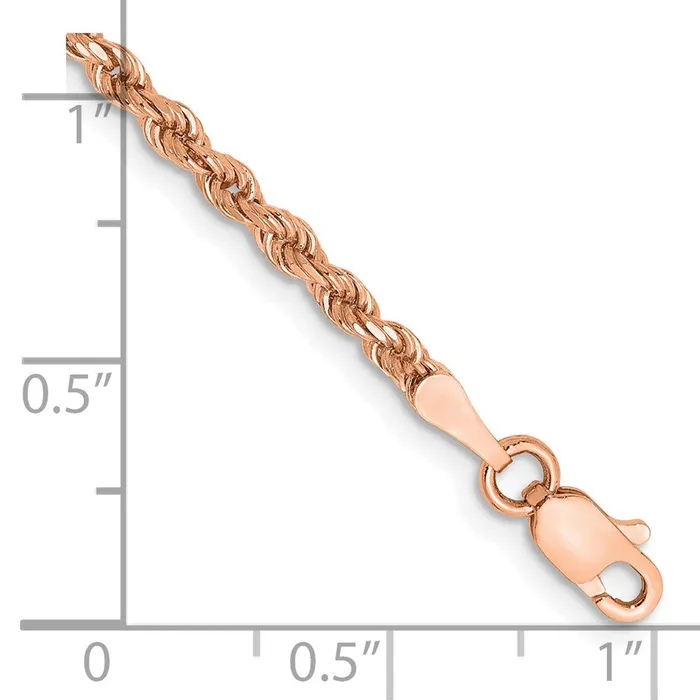 14k Rose Gold 225 mm Diamondcut Rope with Lobster Clasp Bracelet 354 grams Qgold Bracelets 14k Rose Gold 225 mm Diamondcut Rope with Lobster Clasp Bracelet 354 grams Qgold Bracelets