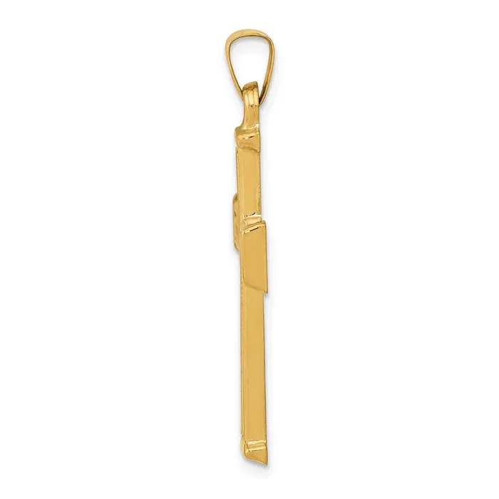 14k Yellow Gold 175 mm Brushed and Polished Latin Cross Pendant 102 grams Qgold Necklaces