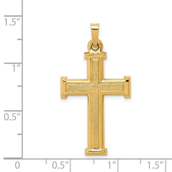14k Yellow Gold 175 mm Brushed and Polished Latin Cross Pendant 102 grams Qgold Necklaces