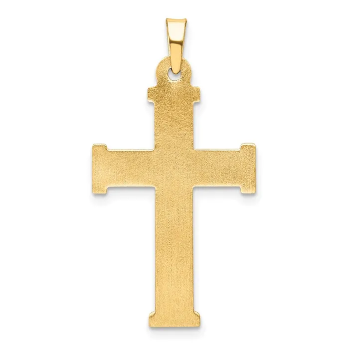 14k Yellow Gold 175 mm Brushed and Polished Latin Cross Pendant 102 grams Qgold Necklaces