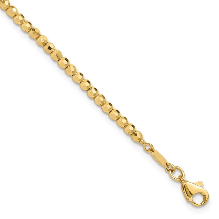 14k Yellow Gold 26 mm Polished and Diamondcut Beaded Bracelet 456 grams Qgold Bracelets 14k Yellow Gold 26 mm Polished and Diamondcut Beaded Bracelet 456 grams Qgold Bracelets