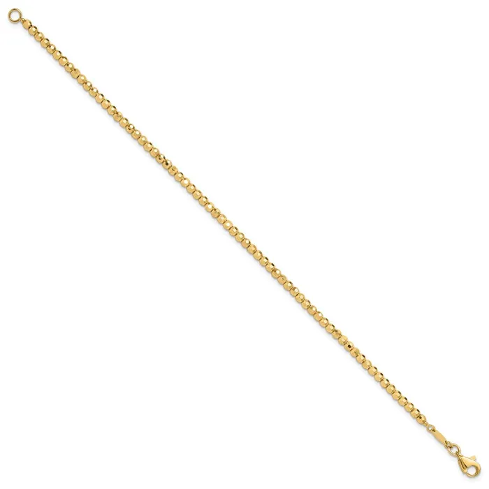 14k Yellow Gold 26 mm Polished and Diamondcut Beaded Bracelet 456 grams Qgold Bracelets 14k Yellow Gold 26 mm Polished and Diamondcut Beaded Bracelet 456 grams Qgold Bracelets