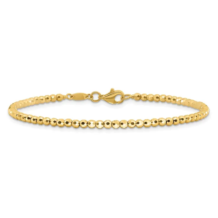 14k Yellow Gold 26 mm Polished and Diamondcut Beaded Bracelet 456 grams Qgold Bracelets 14k Yellow Gold 26 mm Polished and Diamondcut Beaded Bracelet 456 grams Qgold Bracelets