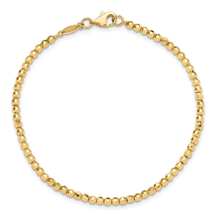 14k Yellow Gold 26 mm Polished and Diamondcut Beaded Bracelet 456 grams Qgold Bracelets 14k Yellow Gold 26 mm Polished and Diamondcut Beaded Bracelet 456 grams Qgold Bracelets