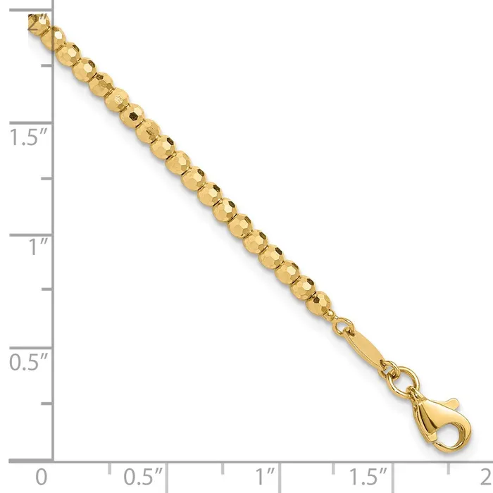 14k Yellow Gold 26 mm Polished and Diamondcut Beaded Bracelet 456 grams Qgold Bracelets 14k Yellow Gold 26 mm Polished and Diamondcut Beaded Bracelet 456 grams Qgold Bracelets