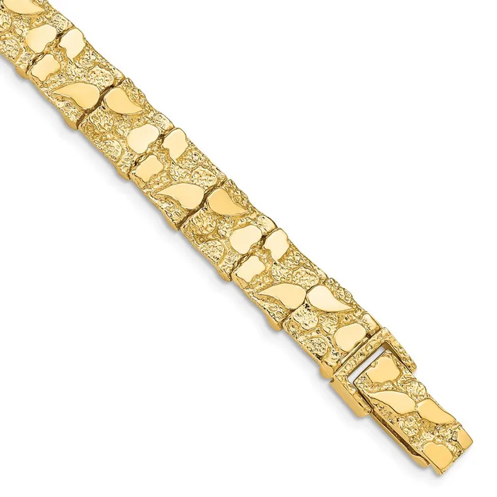 14k Yellow Gold 95 mm Nugget Bracelet 2439 grams Qgold Bracelets
