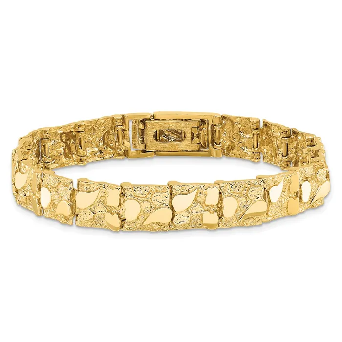 14k Yellow Gold 95 mm Nugget Bracelet 2439 grams Qgold Bracelets 14k Yellow Gold 95 mm Nugget Bracelet 2439 grams Qgold Bracelets