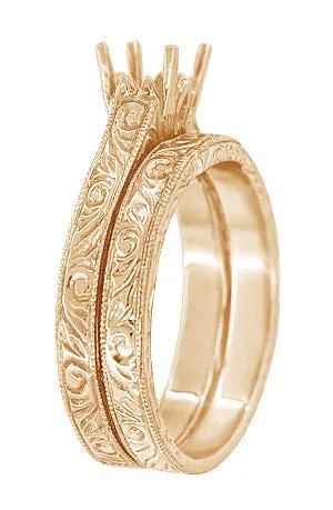 Antique Jewelry Mall Rings Art Deco Scrolls Contoured Engraved Wedding Band in 14 Karat Rose Gold Antique Jewelry Mall Rings Art Deco Scrolls Contoured Engraved Wedding Band in 14 Karat Rose Gold