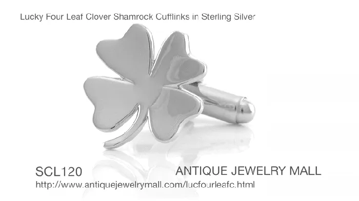 Antique Jewelry Mall Rings Lucky Four Leaf Clover Shamrock Cufflinks in Sterling Silver Antique Jewelry Mall Rings Lucky Four Leaf Clover Shamrock Cufflinks in Sterling Silver