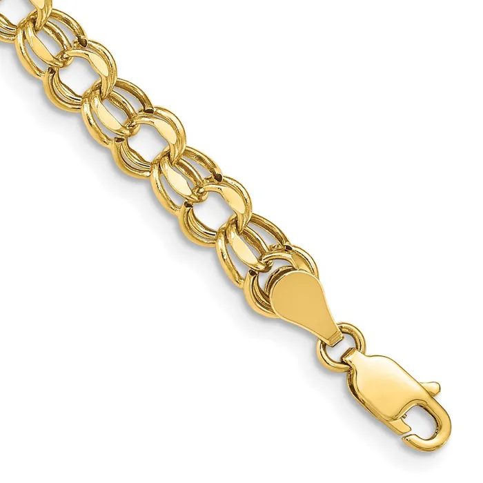 Bracelets 14k Yellow Gold 55 mm Hollow Double Link Charm Bracelet 252 grams Qgold Bracelets 14k Yellow Gold 55 mm Hollow Double Link Charm Bracelet 252 grams Qgold
