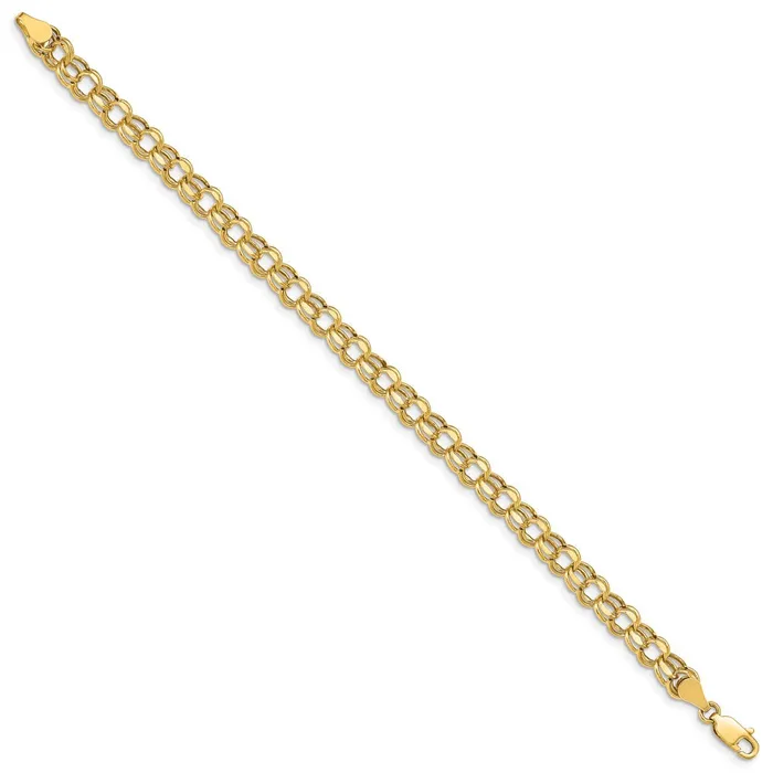 Bracelets 14k Yellow Gold 55 mm Hollow Double Link Charm Bracelet 252 grams Qgold Bracelets 14k Yellow Gold 55 mm Hollow Double Link Charm Bracelet 252 grams Qgold