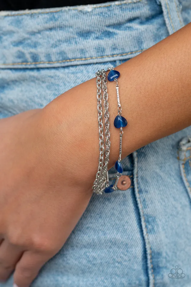 Bracelets Paparazzi Accessories To Love and Adore Blue Cats Eye Stone Silver Bracelet Paparazzi