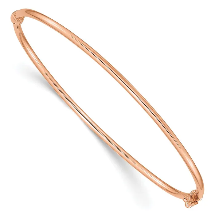 Bracelets Qgold 14k Rose Gold 2 mm Hinged Bangle Bracelet 304 grams