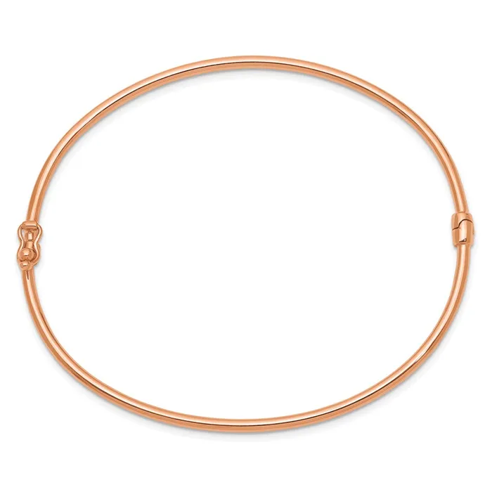 Bracelets Qgold 14k Rose Gold 2 mm Hinged Bangle Bracelet 304 grams Bracelets Qgold 14k Rose Gold 2 mm Hinged Bangle Bracelet 304 grams
