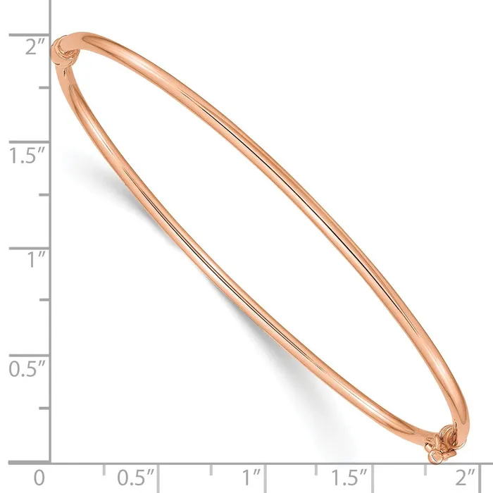 Bracelets Qgold 14k Rose Gold 2 mm Hinged Bangle Bracelet 304 grams Bracelets Qgold 14k Rose Gold 2 mm Hinged Bangle Bracelet 304 grams