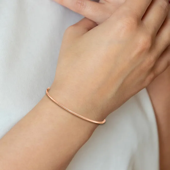 Bracelets Qgold 14k Rose Gold 2 mm Hinged Bangle Bracelet 304 grams Bracelets Qgold 14k Rose Gold 2 mm Hinged Bangle Bracelet 304 grams