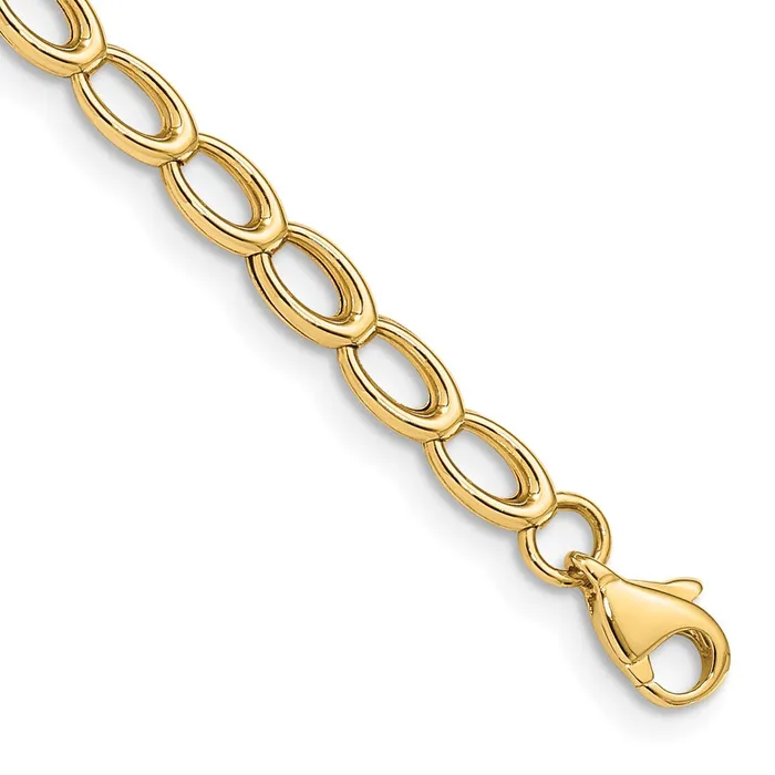 Bracelets Qgold 14k Yellow Gold 4 mm Gold Polished Open Link Bracelet 357 grams Bracelets Qgold 14k Yellow Gold 4 mm Gold Polished Open Link Bracelet 357 grams