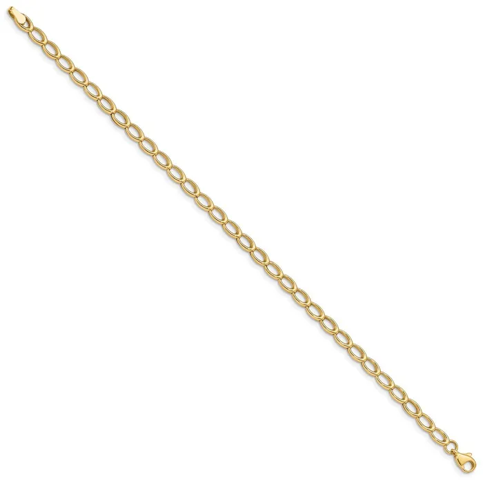 Bracelets Qgold 14k Yellow Gold 4 mm Gold Polished Open Link Bracelet 357 grams Bracelets Qgold 14k Yellow Gold 4 mm Gold Polished Open Link Bracelet 357 grams