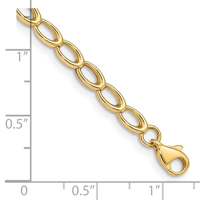 Bracelets Qgold 14k Yellow Gold 4 mm Gold Polished Open Link Bracelet 357 grams Bracelets Qgold 14k Yellow Gold 4 mm Gold Polished Open Link Bracelet 357 grams