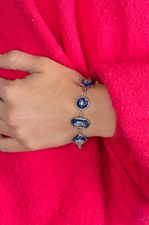 Bracelets Speckled Shimmer Blue Bead with Silver Fleck Bracelet Paparazzi Paparazzi Accessories