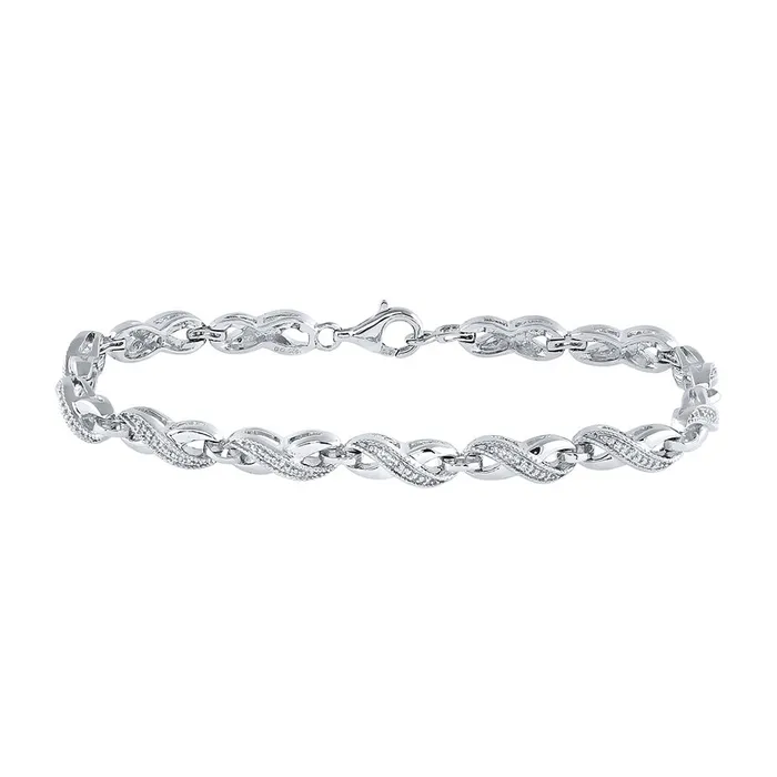 Bracelets Sterling Silver Infinity Fashion Bracelet 01 Cttw Round Natural Diamond Womens 1364 grams GND Bracelets Sterling Silver Infinity Fashion Bracelet 01 Cttw Round Natural Diamond Womens 1364 grams GND