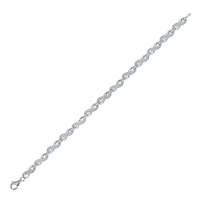 Bracelets Sterling Silver Infinity Fashion Bracelet 01 Cttw Round Natural Diamond Womens 1364 grams GND Bracelets Sterling Silver Infinity Fashion Bracelet 01 Cttw Round Natural Diamond Womens 1364 grams GND