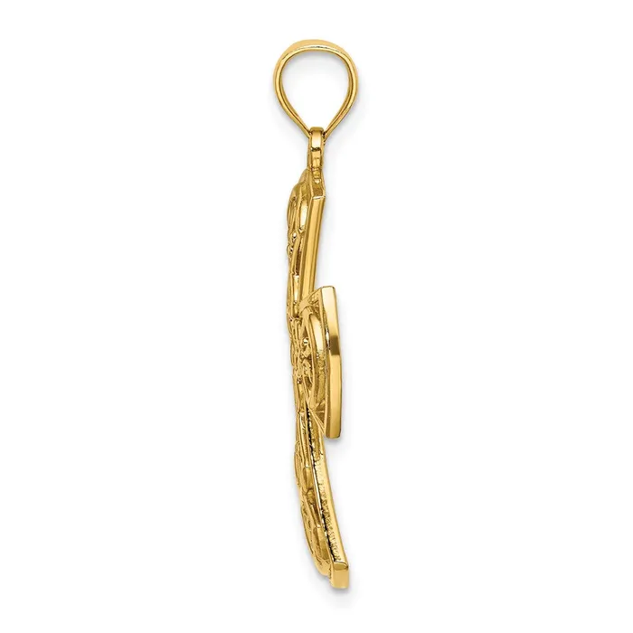 Charm Necklaces 10k Yellow Gold 23 mm Filigree Cross Charm 228 grams Qgold Charm Necklaces 10k Yellow Gold 23 mm Filigree Cross Charm 228 grams Qgold