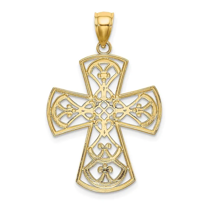 Charm Necklaces 10k Yellow Gold 23 mm Filigree Cross Charm 228 grams Qgold Charm Necklaces 10k Yellow Gold 23 mm Filigree Cross Charm 228 grams Qgold