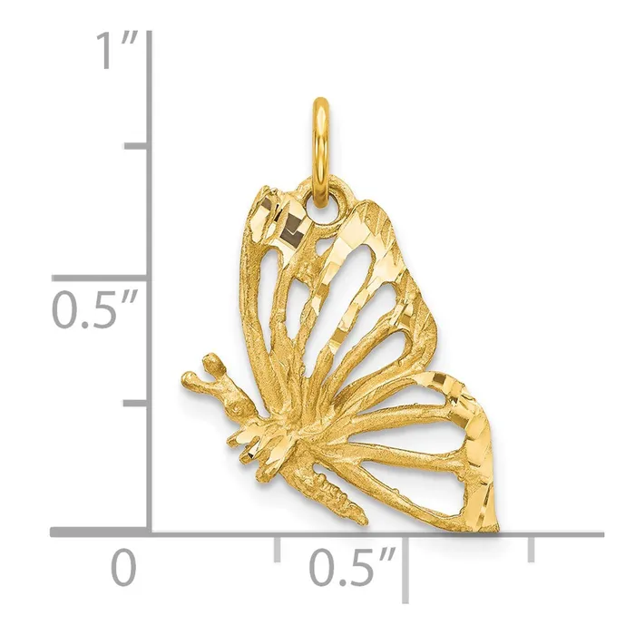Charm Necklaces Qgold 10k Yellow Gold 12 mm Butterfly Charm 09 grams Charm Necklaces Qgold 10k Yellow Gold 12 mm Butterfly Charm 09 grams