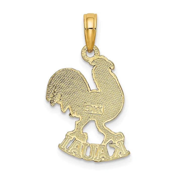 Charm Necklaces Qgold 14k Yellow Gold 128 mm KAUAI Rooster Charm 118 grams Charm Necklaces Qgold 14k Yellow Gold 128 mm KAUAI Rooster Charm 118 grams