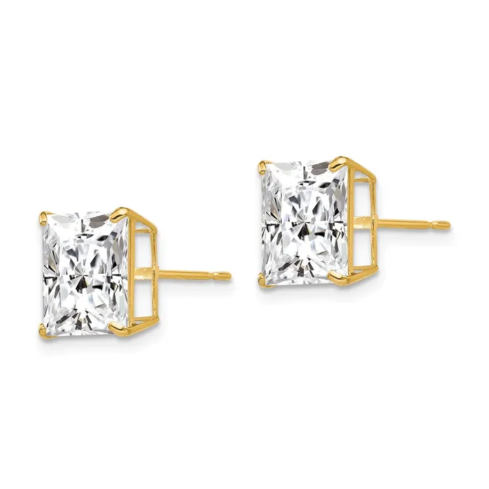 Earrings 14k Yellow Gold 10 mm Square CZ Post Earrings 279 grams Qgold