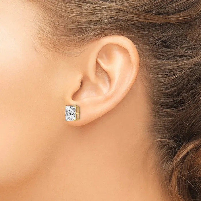Earrings 14k Yellow Gold 10 mm Square CZ Post Earrings 279 grams Qgold