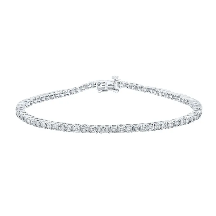 GND Bracelets Sterling Silver Single Row Link Bracelet 12 Cttw Round Natural Diamond Mens 1123 grams GND Bracelets Sterling Silver Single Row Link Bracelet 12 Cttw Round Natural Diamond Mens 1123 grams