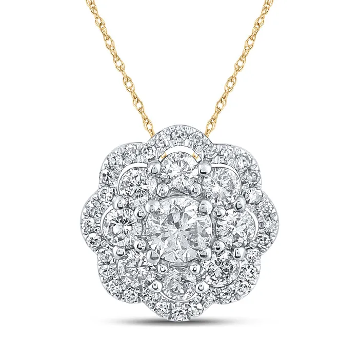 GND Necklaces Gold Cluster Pendant 12 Cttw Round Natural Diamond Womens 077 grams GND Necklaces Gold Cluster Pendant 12 Cttw Round Natural Diamond Womens 077 grams