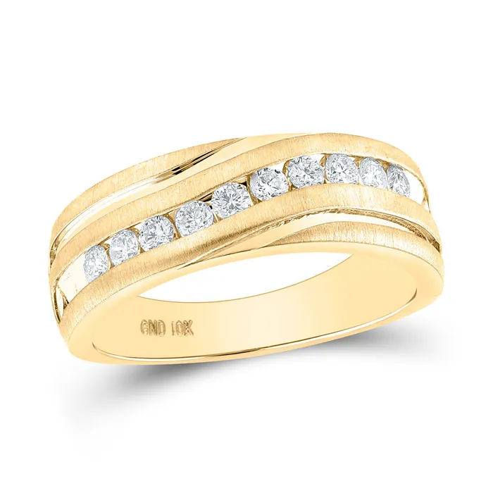 GND Rings Gold Band Wedding Ring 12 Cttw Round Natural Diamond Mens