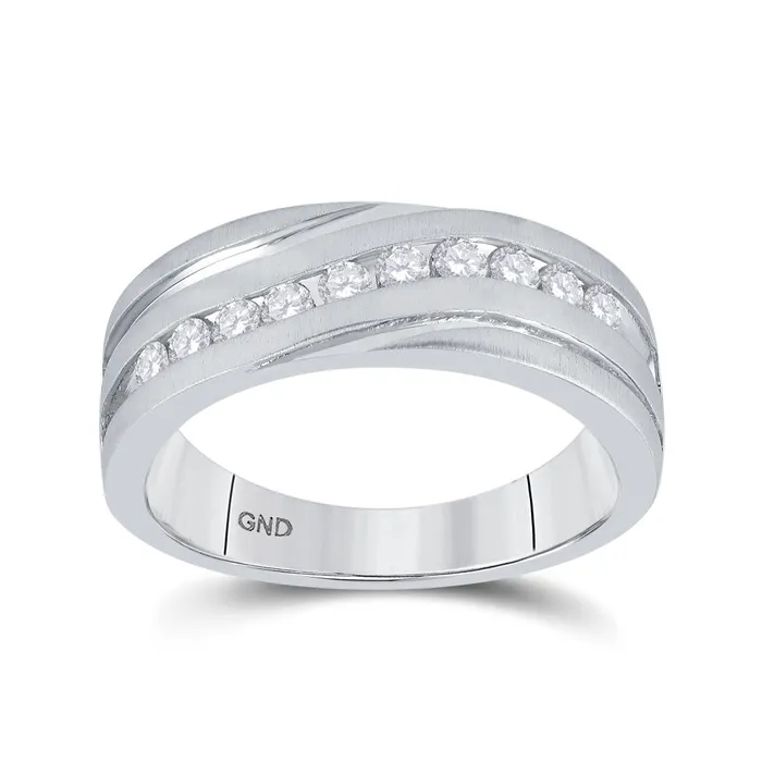 GND Rings Gold Band Wedding Ring 12 Cttw Round Natural Diamond Mens