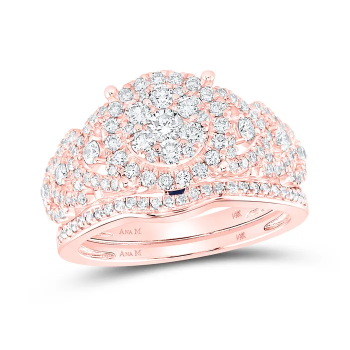 GND Rings Gold Cluster Bridal Wedding Ring Band Set 1 Cttw Round Natural Diamond Womens 603 grams GND Rings Gold Cluster Bridal Wedding Ring Band Set 1 Cttw Round Natural Diamond Womens 603 grams
