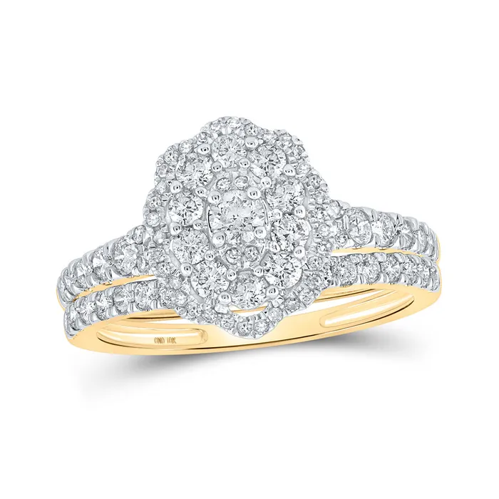 GND Rings Gold Halo Bridal Wedding Ring Band Set 1 Cttw Round Natural Diamond Womens 316 grams GND Rings Gold Halo Bridal Wedding Ring Band Set 1 Cttw Round Natural Diamond Womens 316 grams