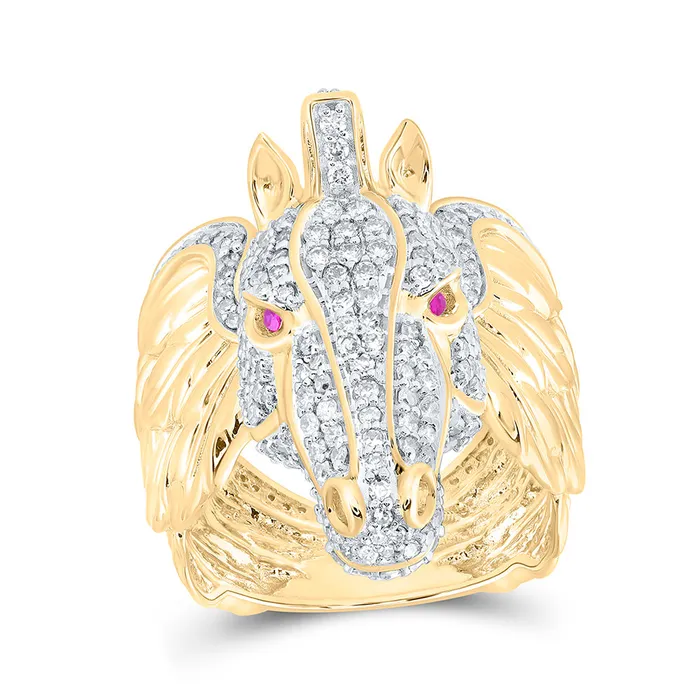 GND Rings Gold Pegasus Animal Ring 2 Cttw Round Natural Diamond Mens 1353 grams GND Rings Gold Pegasus Animal Ring 2 Cttw Round Natural Diamond Mens 1353 grams