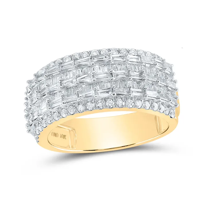 GND Rings Gold Round Band Ring 134 Cttw Baguette Natural Diamond Mens GND Rings Gold Round Band Ring 134 Cttw Baguette Natural Diamond Mens