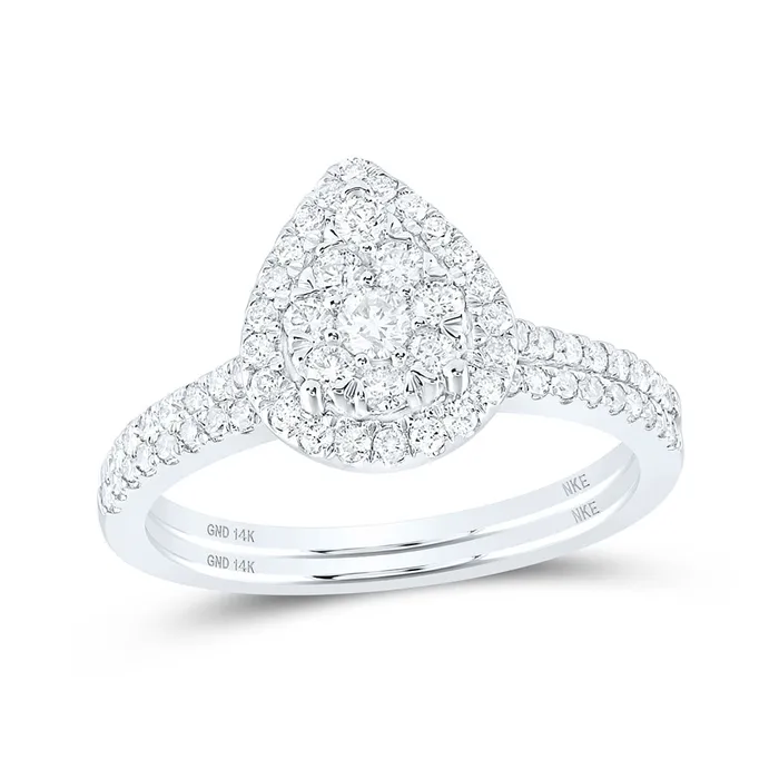 GND Rings Gold Slender Teardrop Bridal Wedding Ring Band Set 34 Cttw Round Natural Diamond Womens 382 grams GND Rings Gold Slender Teardrop Bridal Wedding Ring Band Set 34 Cttw Round Natural Diamond Womens 382 grams